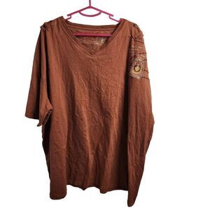 Raider Jean Co Burnt Orange Men's V Neck Short Sleeve T Shirt 5X